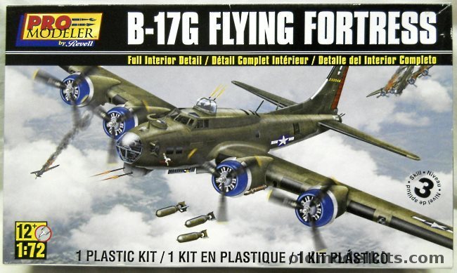 Revell 1/72 Pro Modeler Boeing B-17G Flying Fortress With Eduard Brassin Wheels And Two Kits-World Decal Sets - Little Miss Mischeif 324th Sq 91st Group Bassingbourn England 1944 / False Courage 7th BS 34 BG Mendelsham 1945, 85-5861 plastic model kit